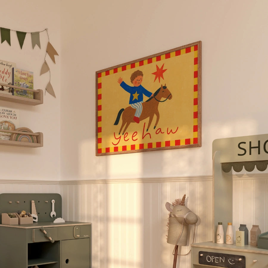 Cowboy Nursery Print - Yeehaw Western Wall Art for Kids