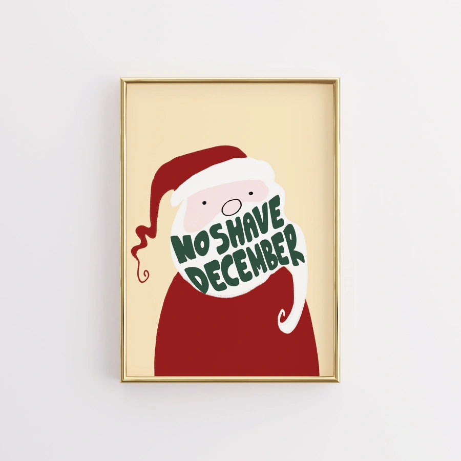 No Shave December Wall Art – Funny Santa Claus Christmas Print