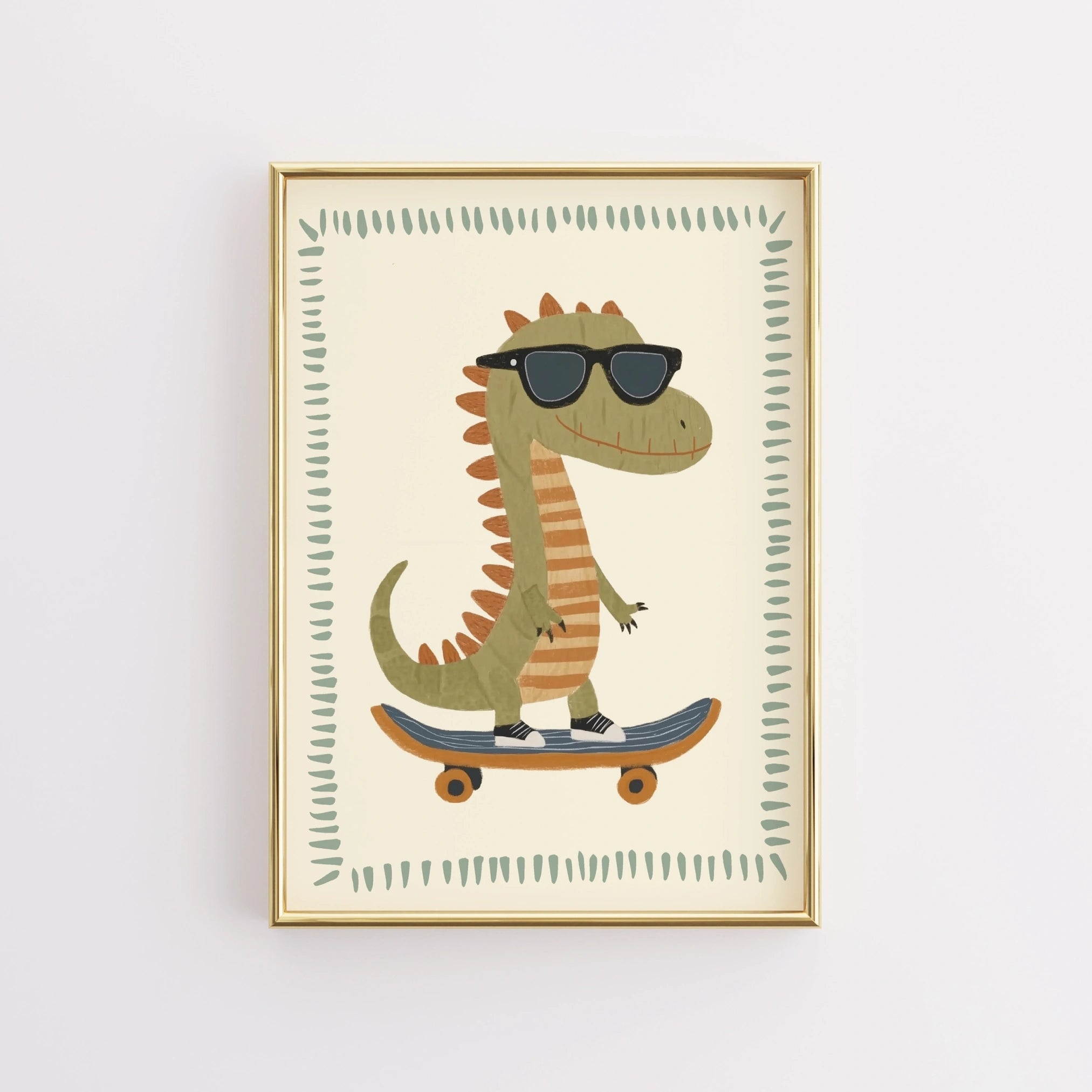 Cool Dinosaur Skateboard Art – Dino Nursery Poster