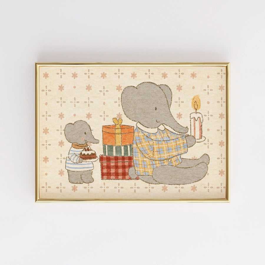 Elephant Nursery Print - Cute Baby Elephant Wall Art
