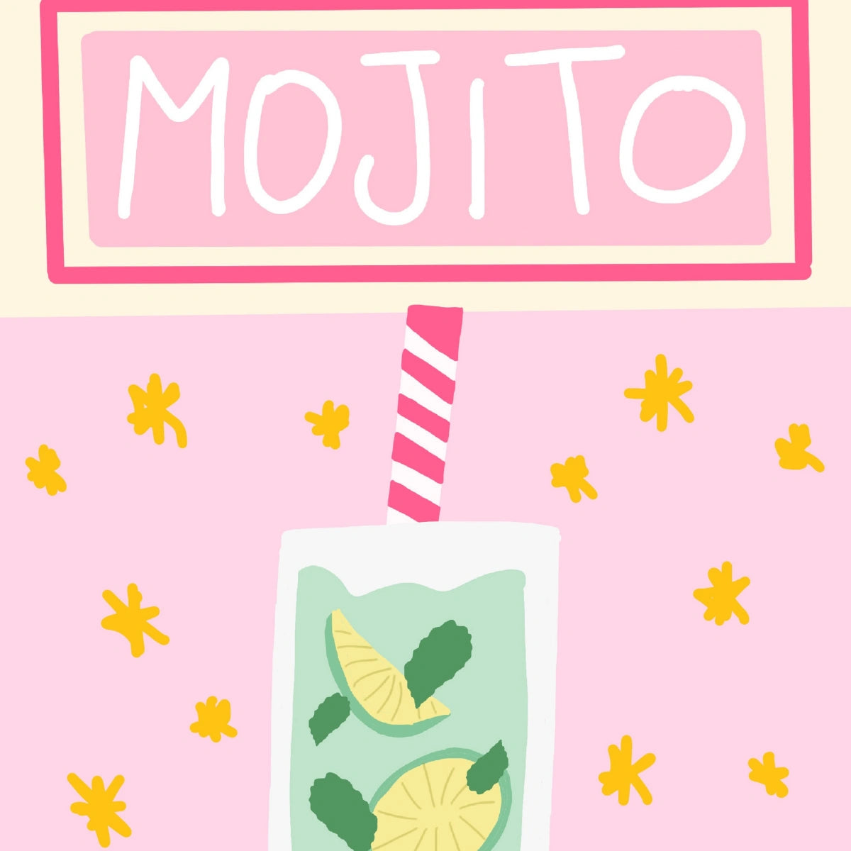 Mojito Wall Art Print - Summer Cocktail Kitchen Print