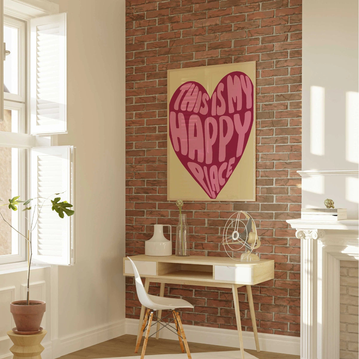Wandbild „This Is My Happy Place“ – Herzförmiger Druck