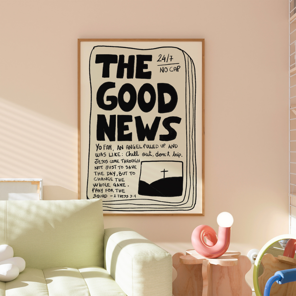 The Good News Print – Gen Z Christian Wall Art