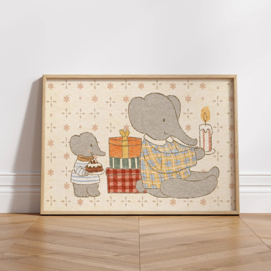 Elephant Nursery Print - Cute Baby Elephant Wall Art