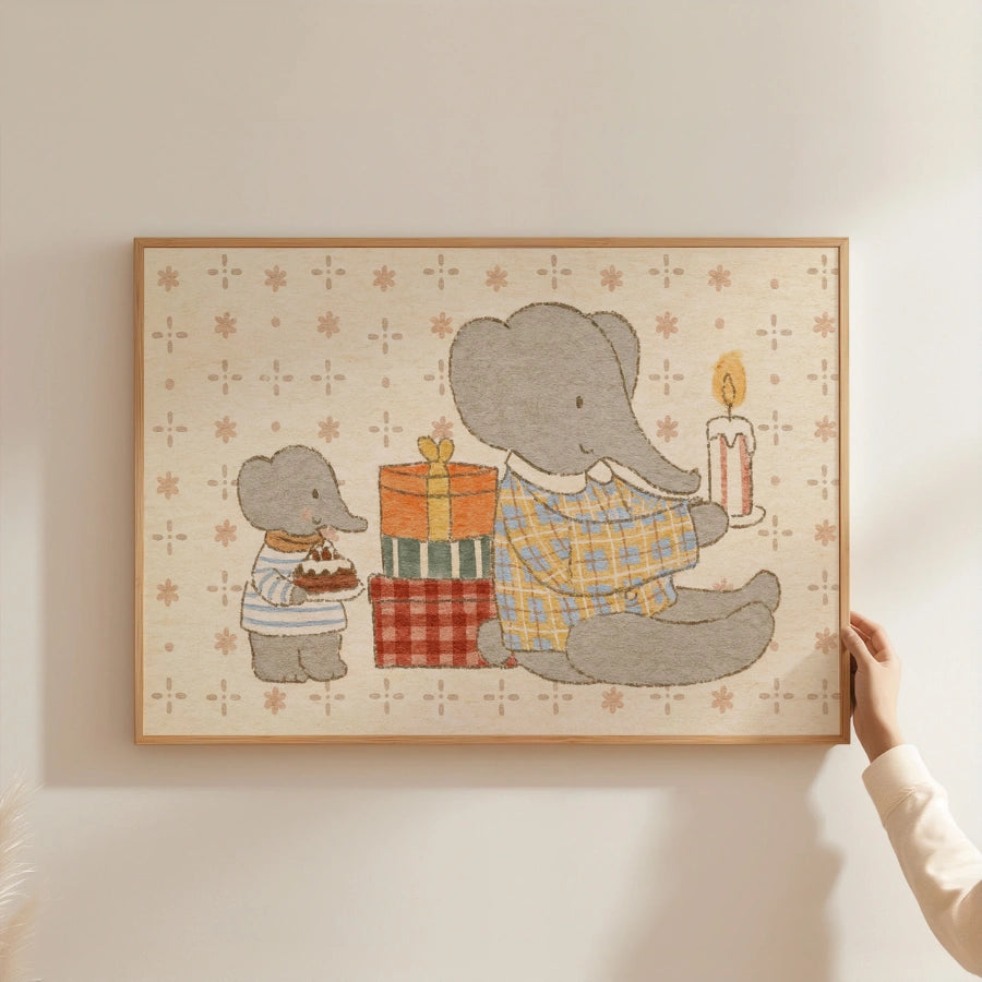 Elephant Nursery Print - Cute Baby Elephant Wall Art
