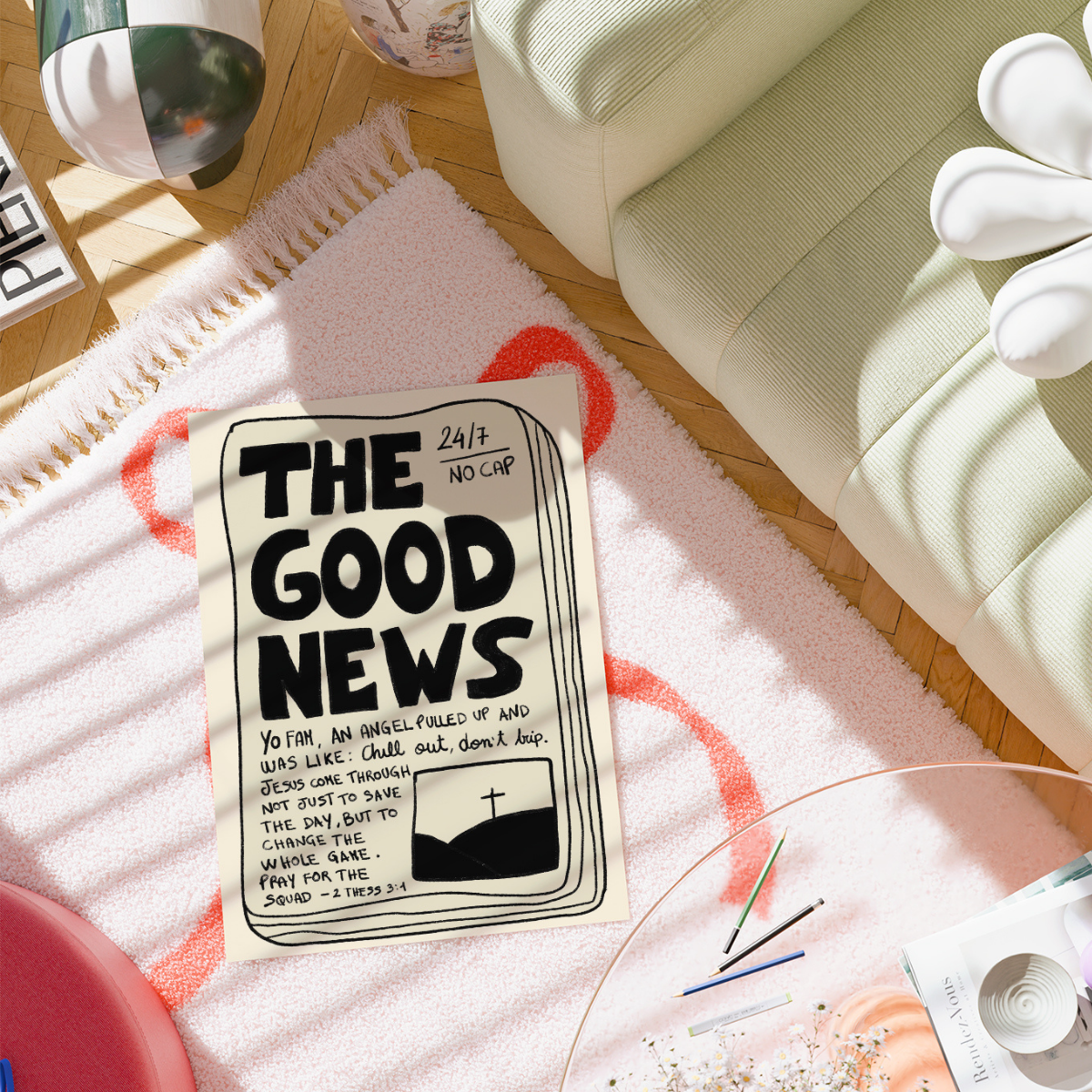 The Good News Print – Gen Z Christian Wall Art