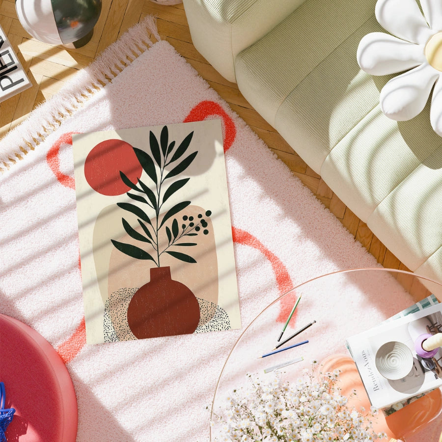 Abstract Botanical Wall Art – Minimalist Plant Vase Print