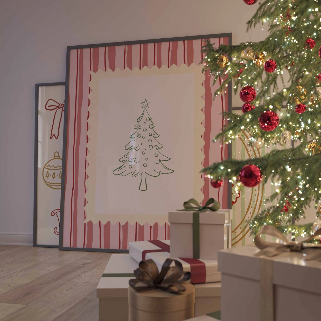 Pink Festive Holiday Print