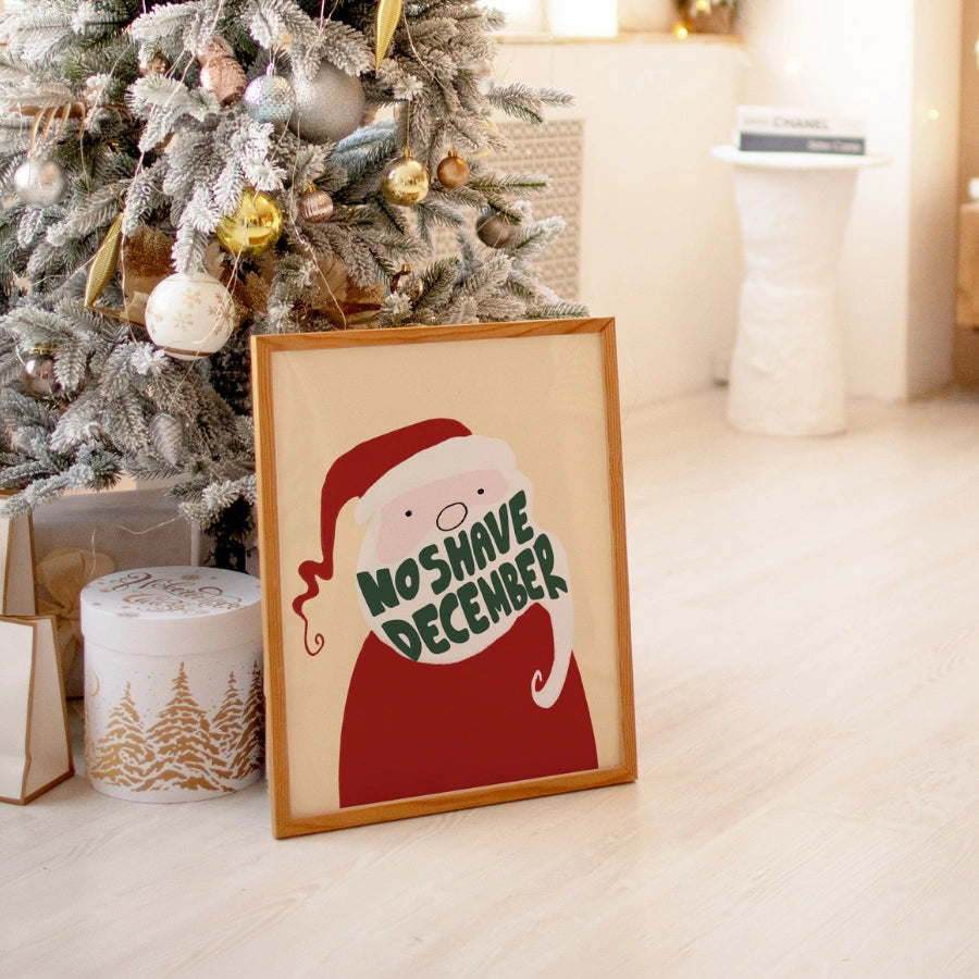 No Shave December Wall Art – Funny Santa Claus Christmas Print