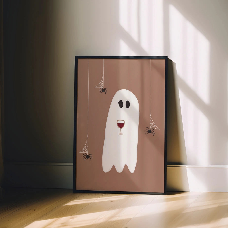 Wine Ghost Halloween Print – Funny Boozy Wall Art