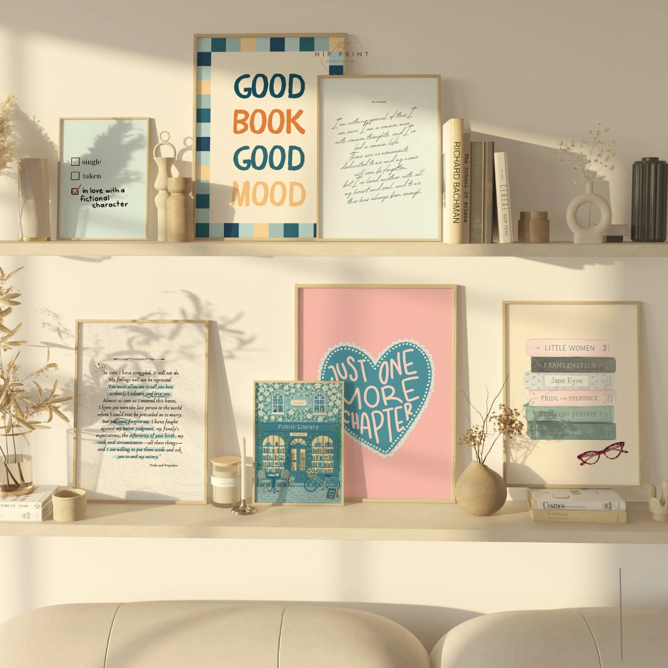 Handmade Blue Bookish Decor, over 100 prints