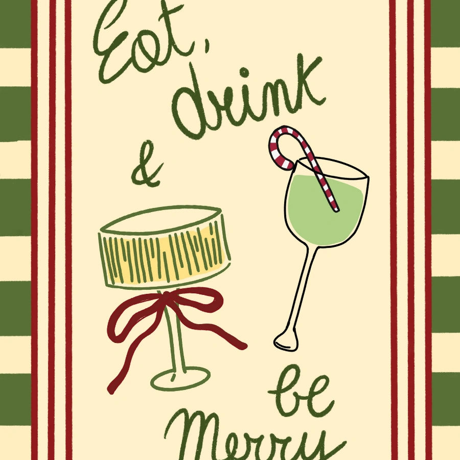 Eat Drink Be Merry Wall Art - Festive Christmas Quote Print