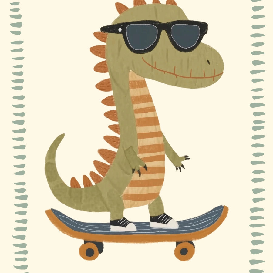 Cool Dinosaur Skateboard Art – Dino Nursery Poster