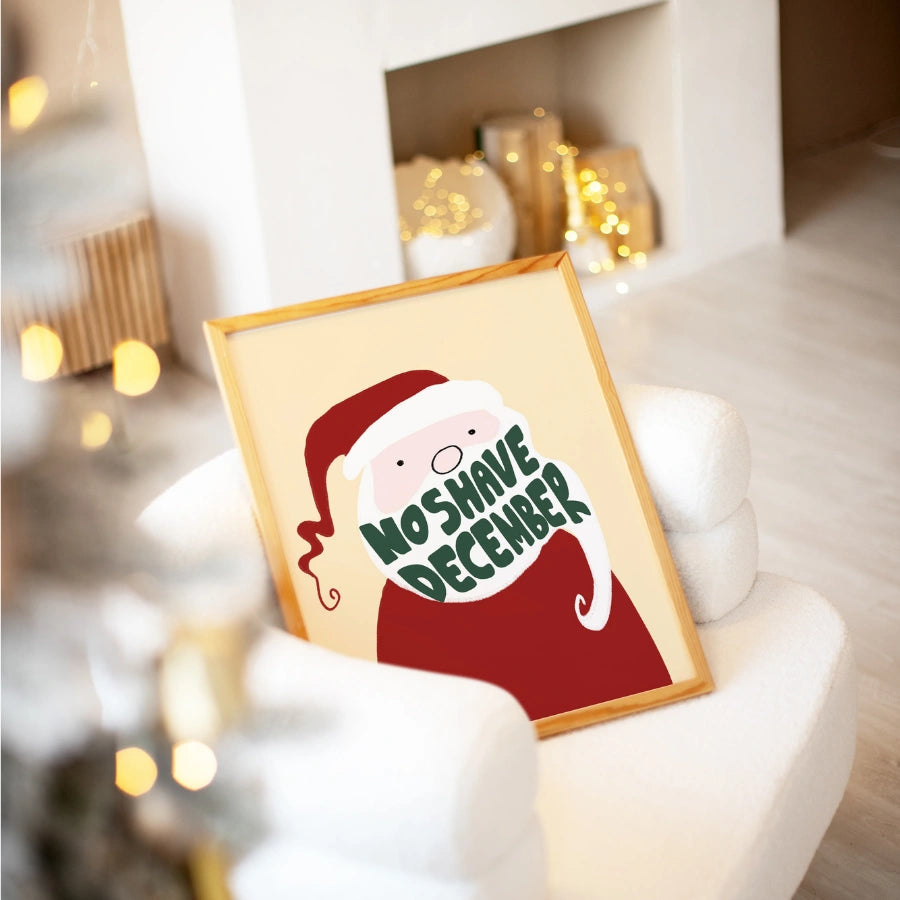 No Shave December Wall Art – Funny Santa Claus Christmas Print