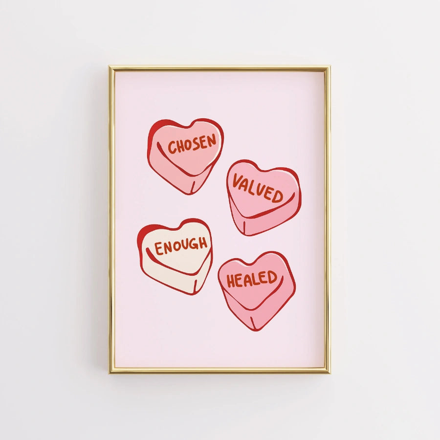 Chosen Valued Healed Printable – Faith Candy Hearts Decor