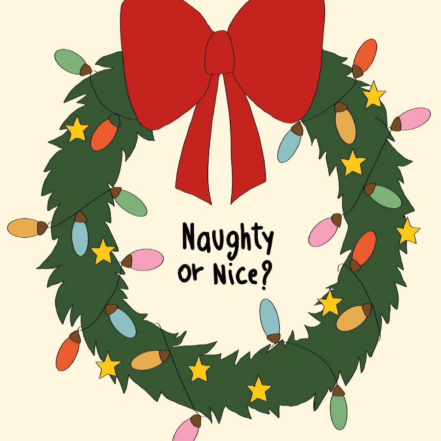 Naughty or Nice Christmas Print – Funny Holiday Wreath Wall Art