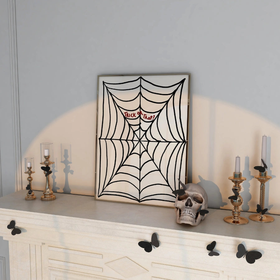 Spider Web Halloween Art – Funny Trick or Trap Print