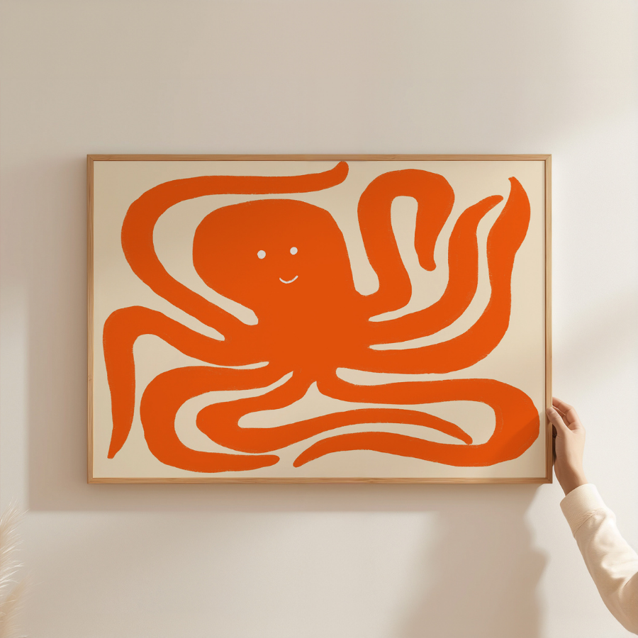 Octopus Wall Art – Playful Coastal Print