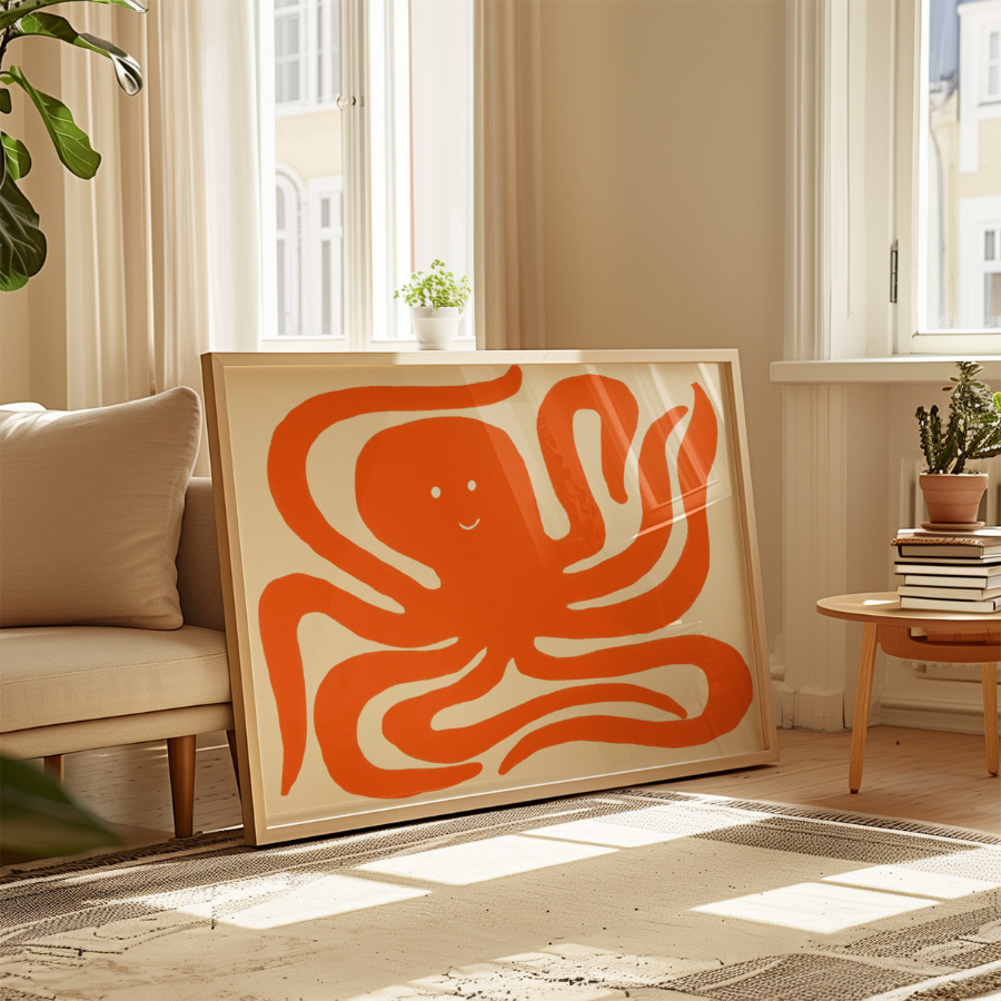 Octopus Wall Art – Playful Coastal Print