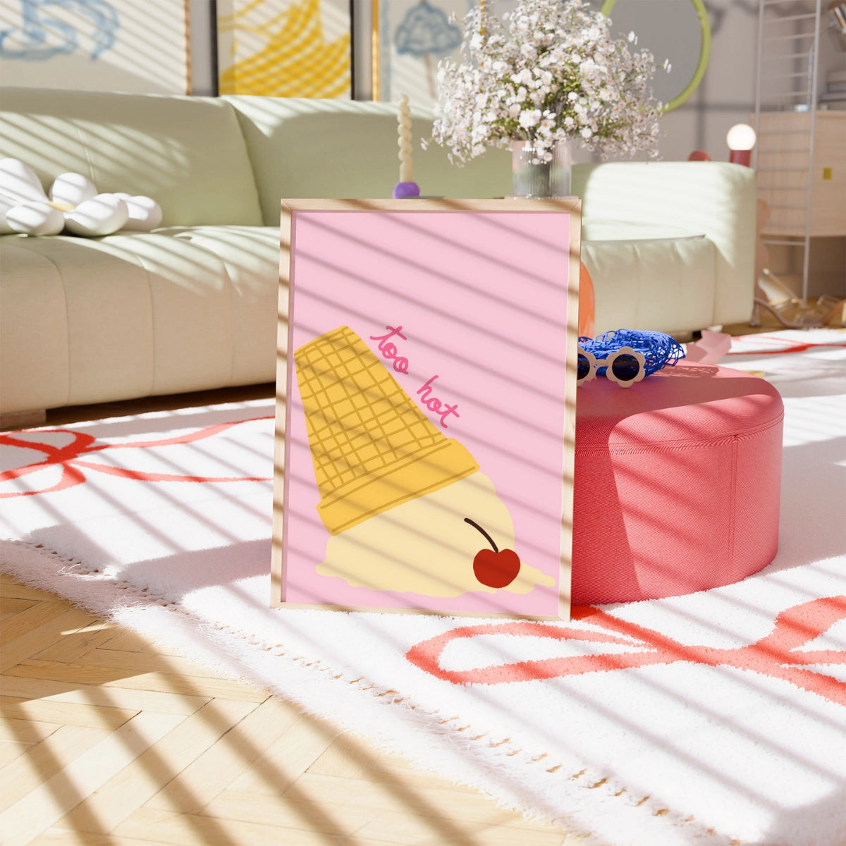 Too Hot Ice Cream Wall Art - Funny Summer Poster