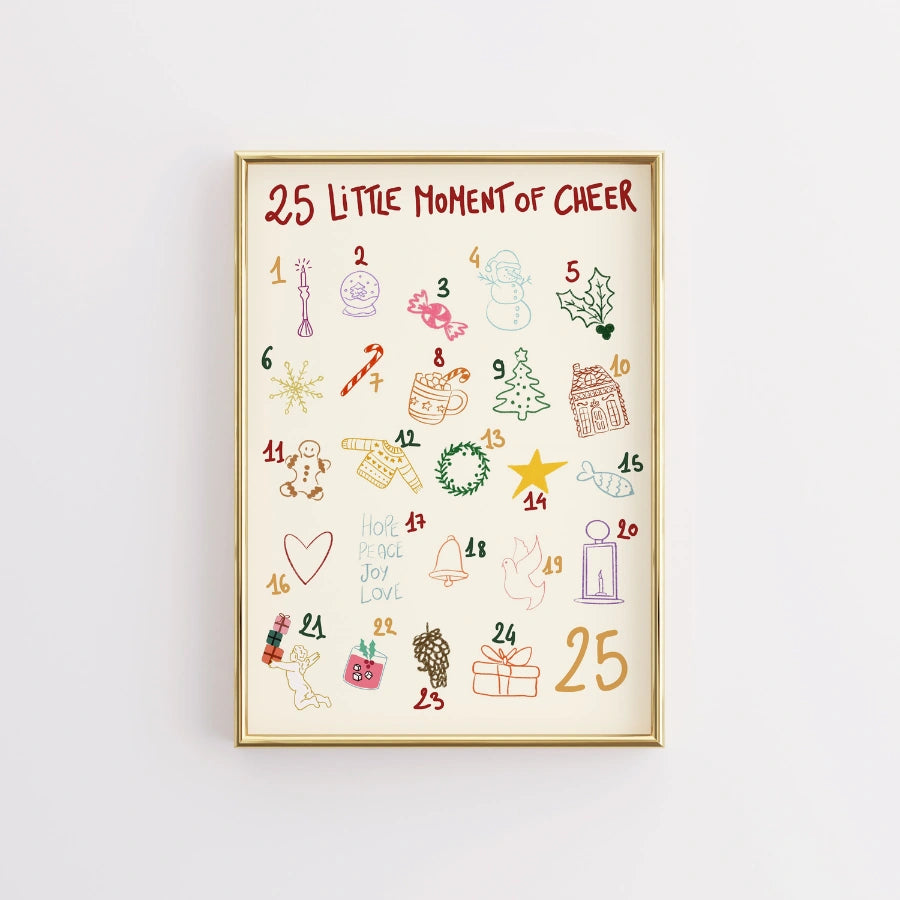 25 Little Moments of Cheer – Minimal Advent Calendar Wall Art