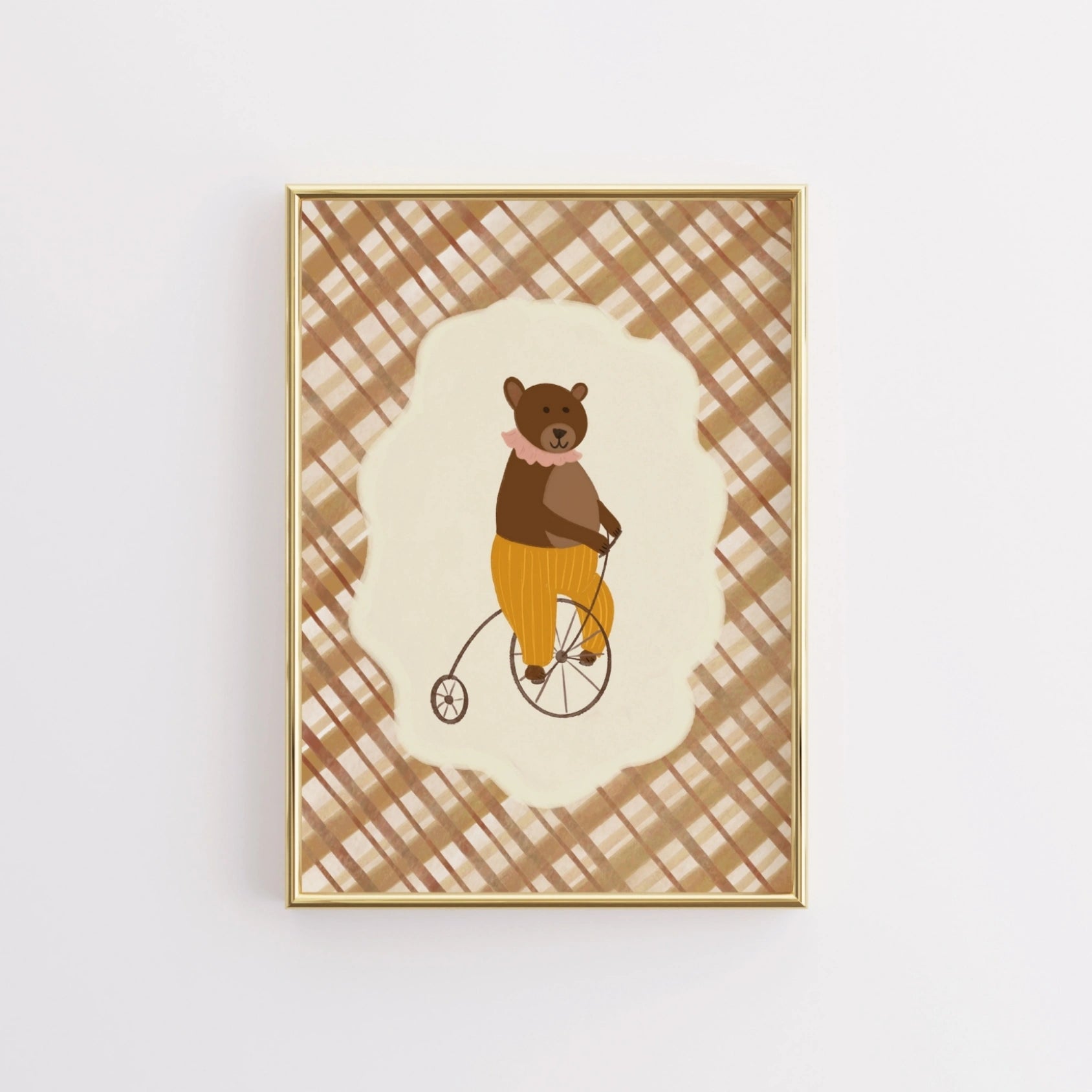 Vintage Bear on Bicycle Print