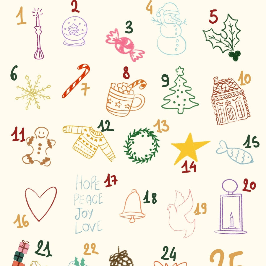 25 Little Moments of Cheer – Minimal Advent Calendar Wall Art