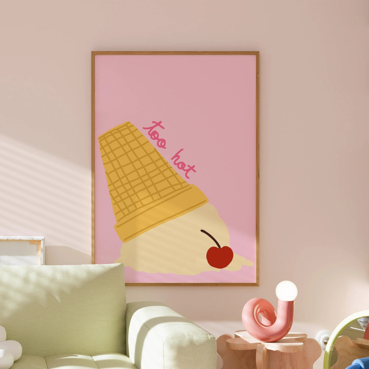 Too Hot Ice Cream Wall Art - Funny Summer Poster