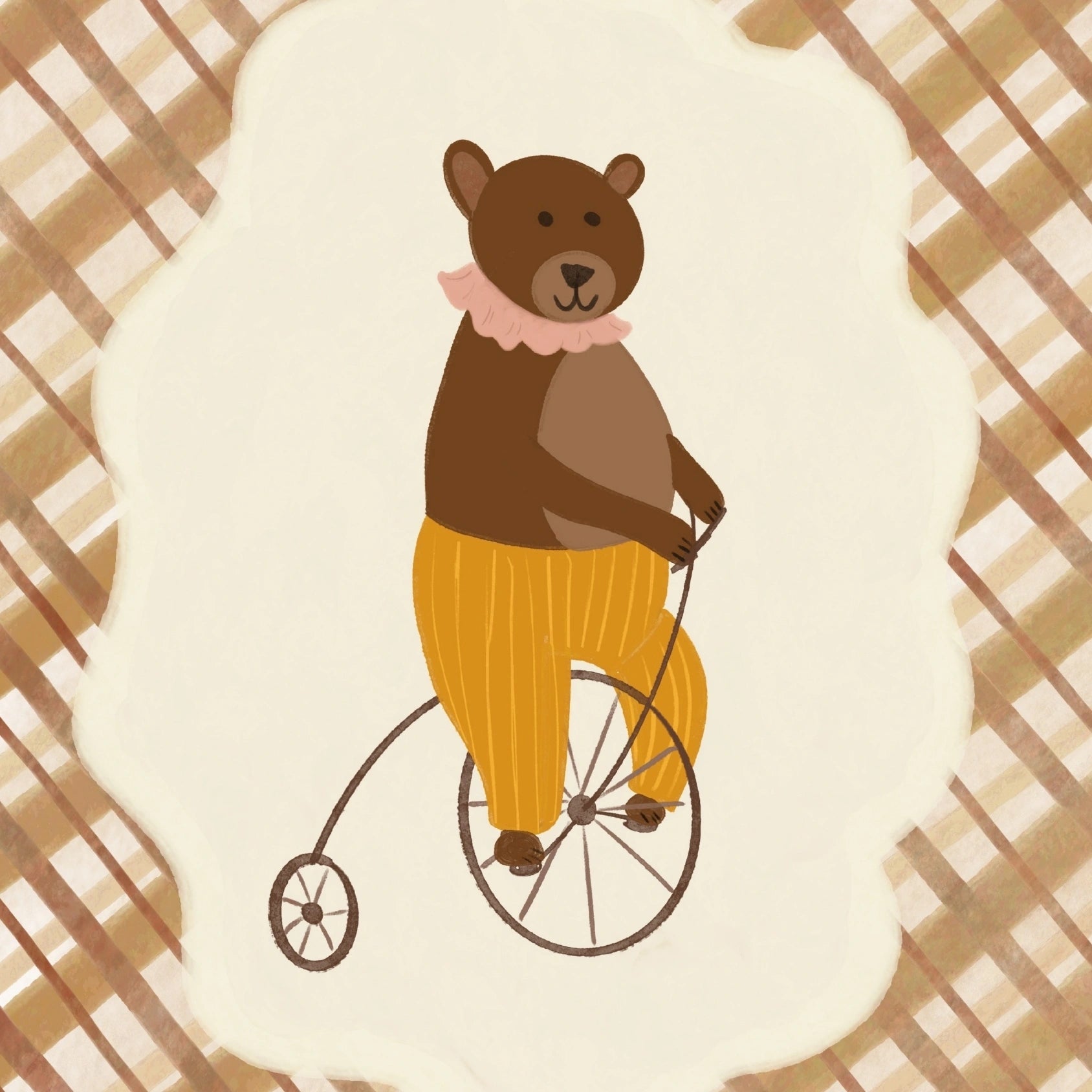 Vintage Bear on Bicycle Print