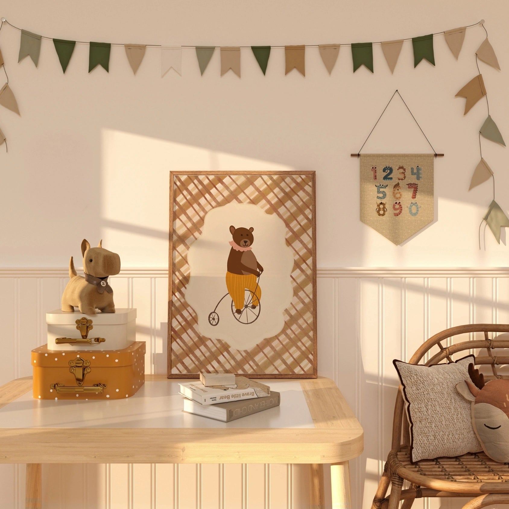 Vintage Bear on Bicycle Print