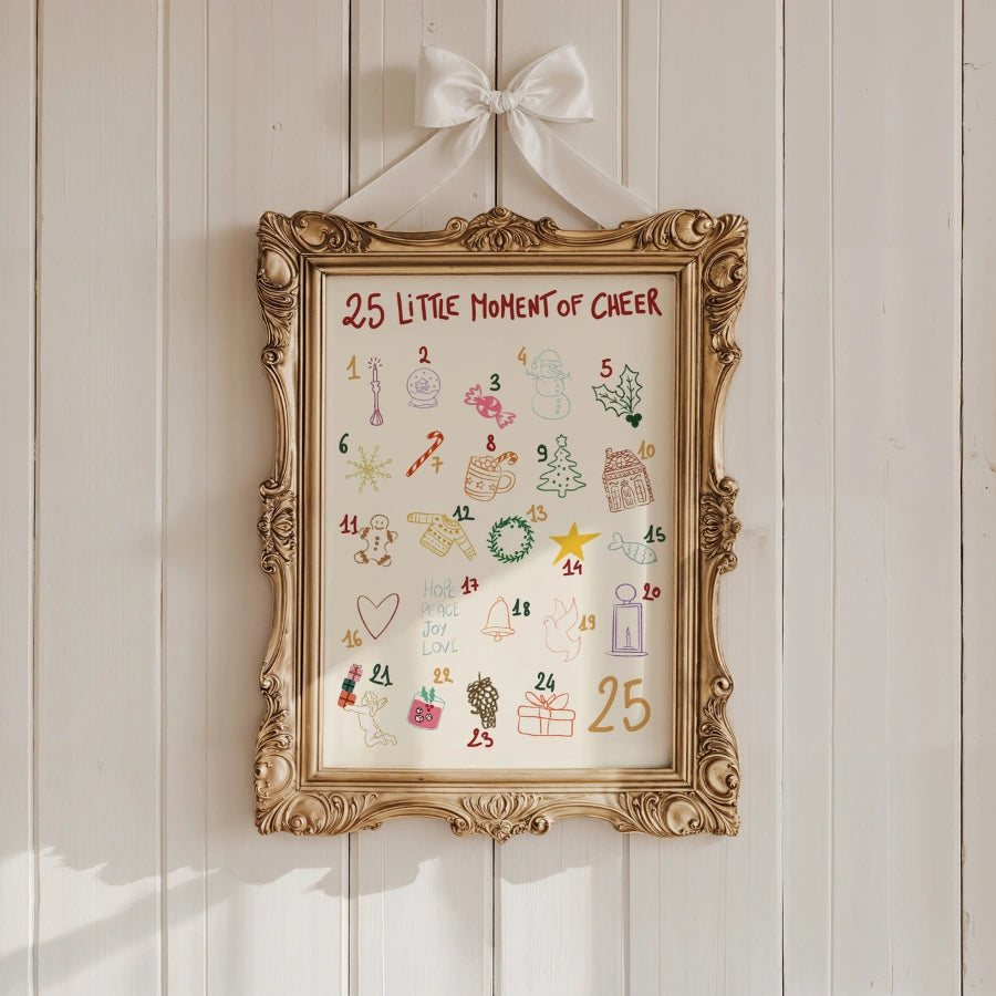 25 Little Moments of Cheer – Minimal Advent Calendar Wall Art