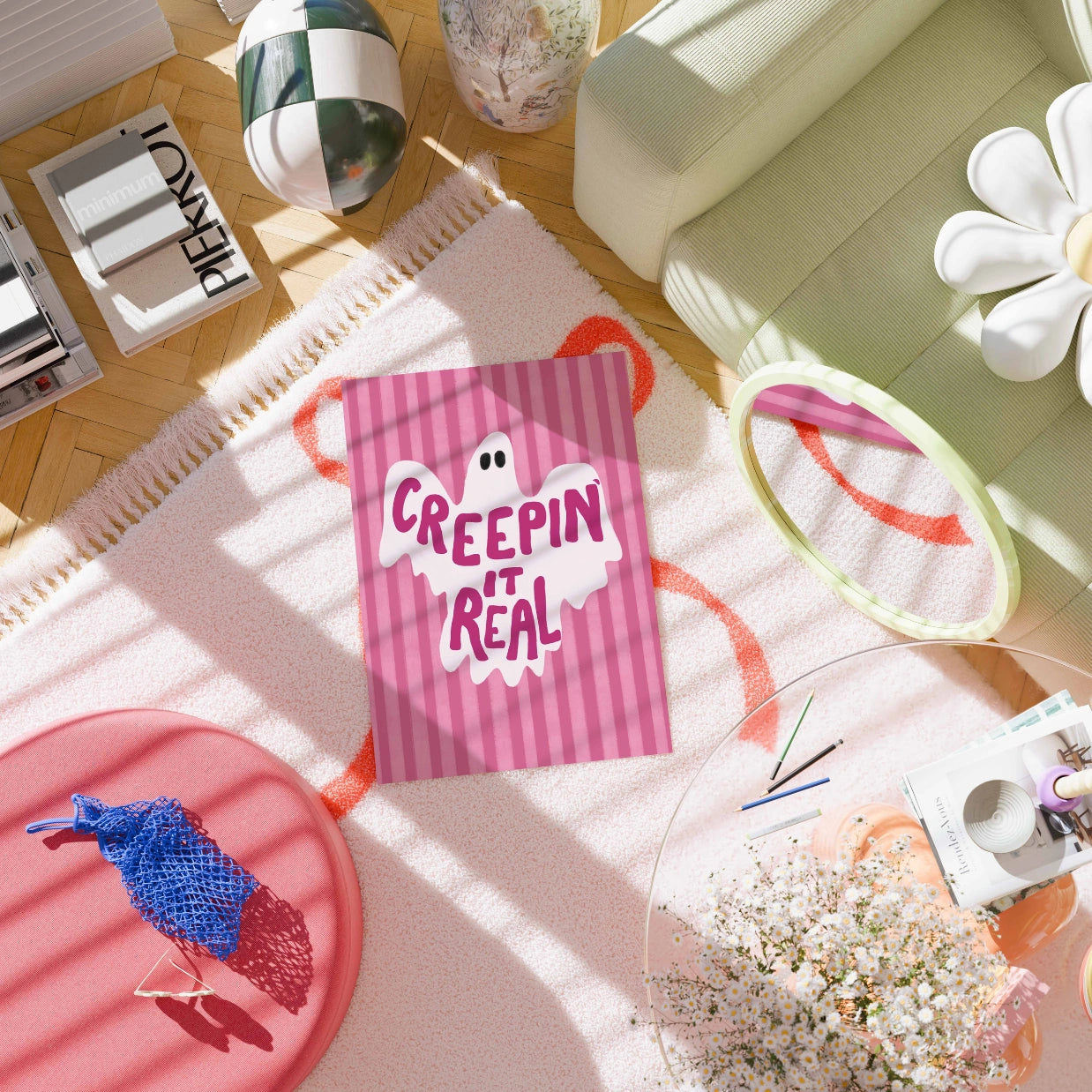 Creepin’ It Real – Pink Ghost Halloween Print