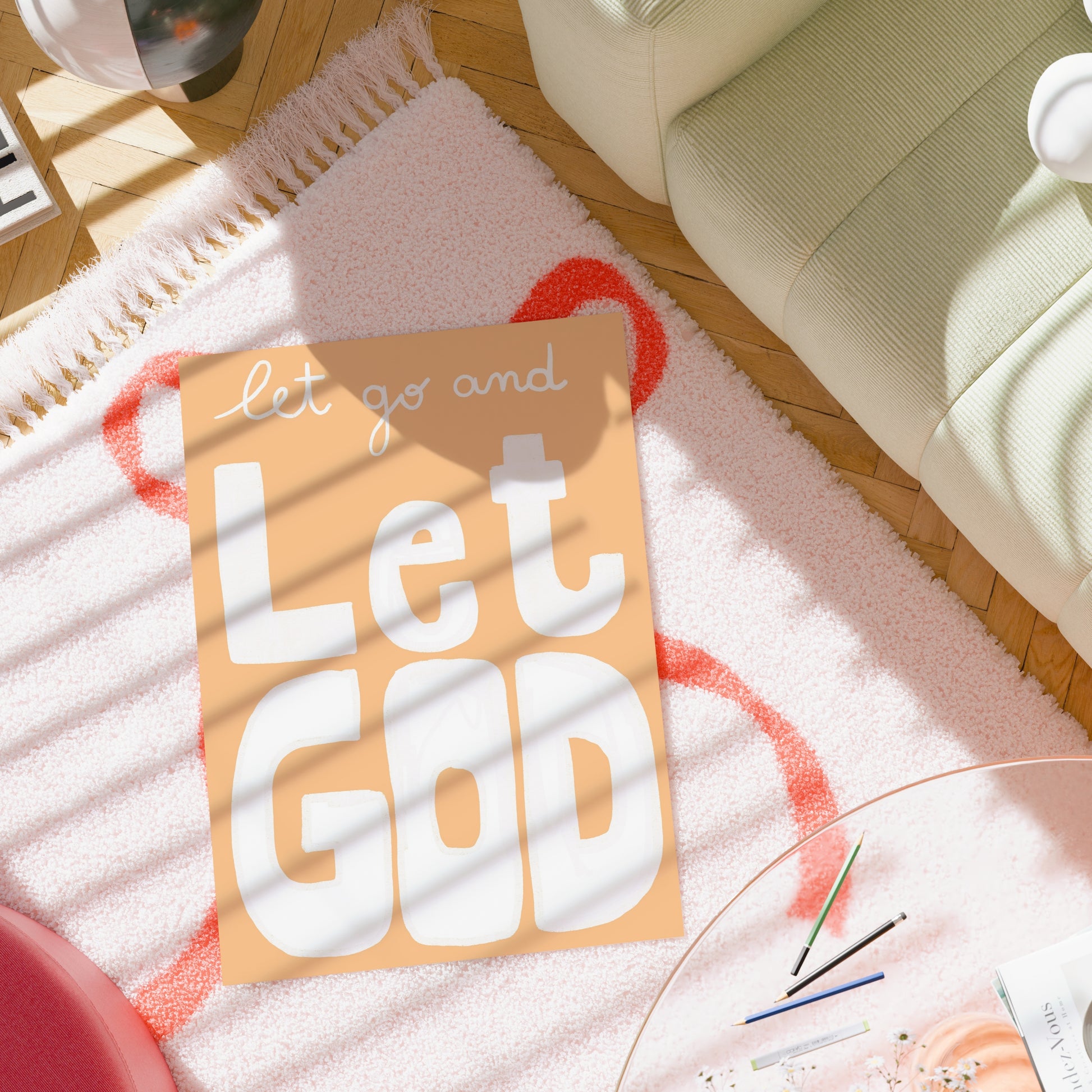 Let Go and Let God Wall Art – Christian Inspirational Quote Print