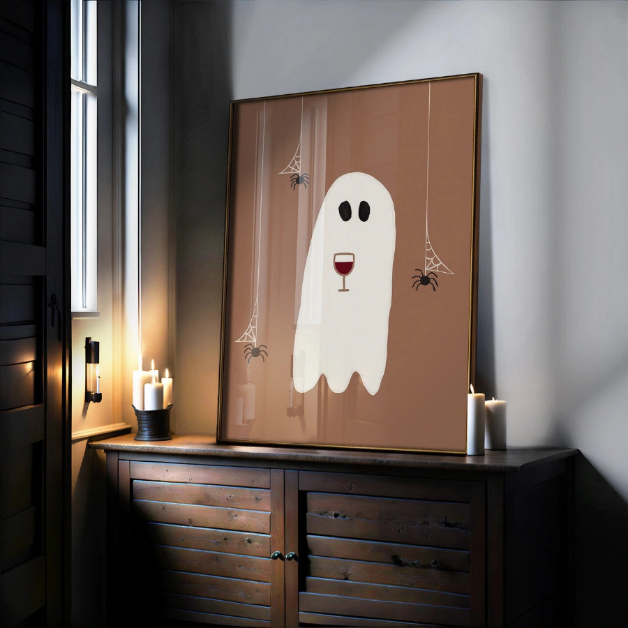 Wine Ghost Halloween Print – Funny Boozy Wall Art