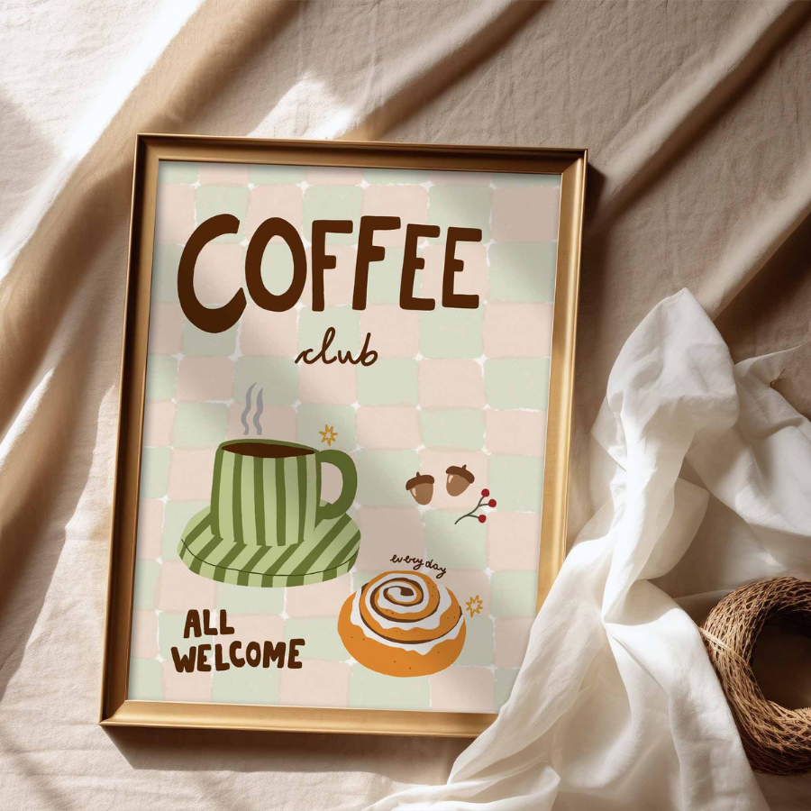 Coffee Club Wall Art – Cozy Kitchen Decor