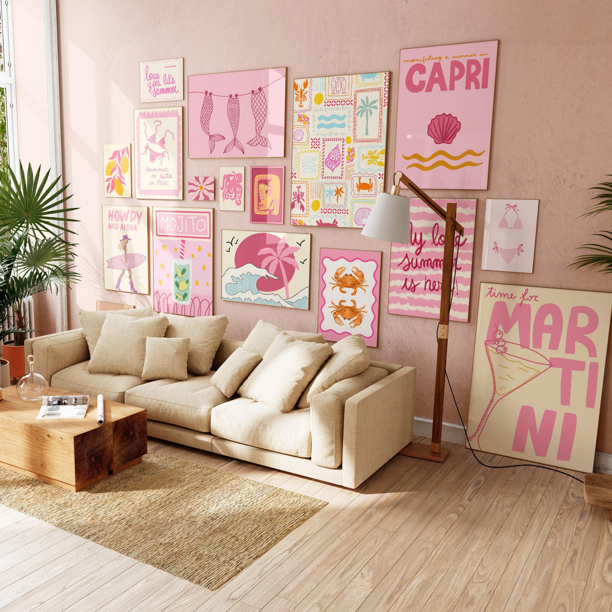 Handmade Pink Coastal Decor, over 130 prints