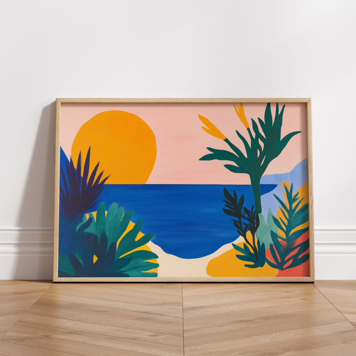 Tropical Sunset Wall Art – Bold Jungle Beach Print