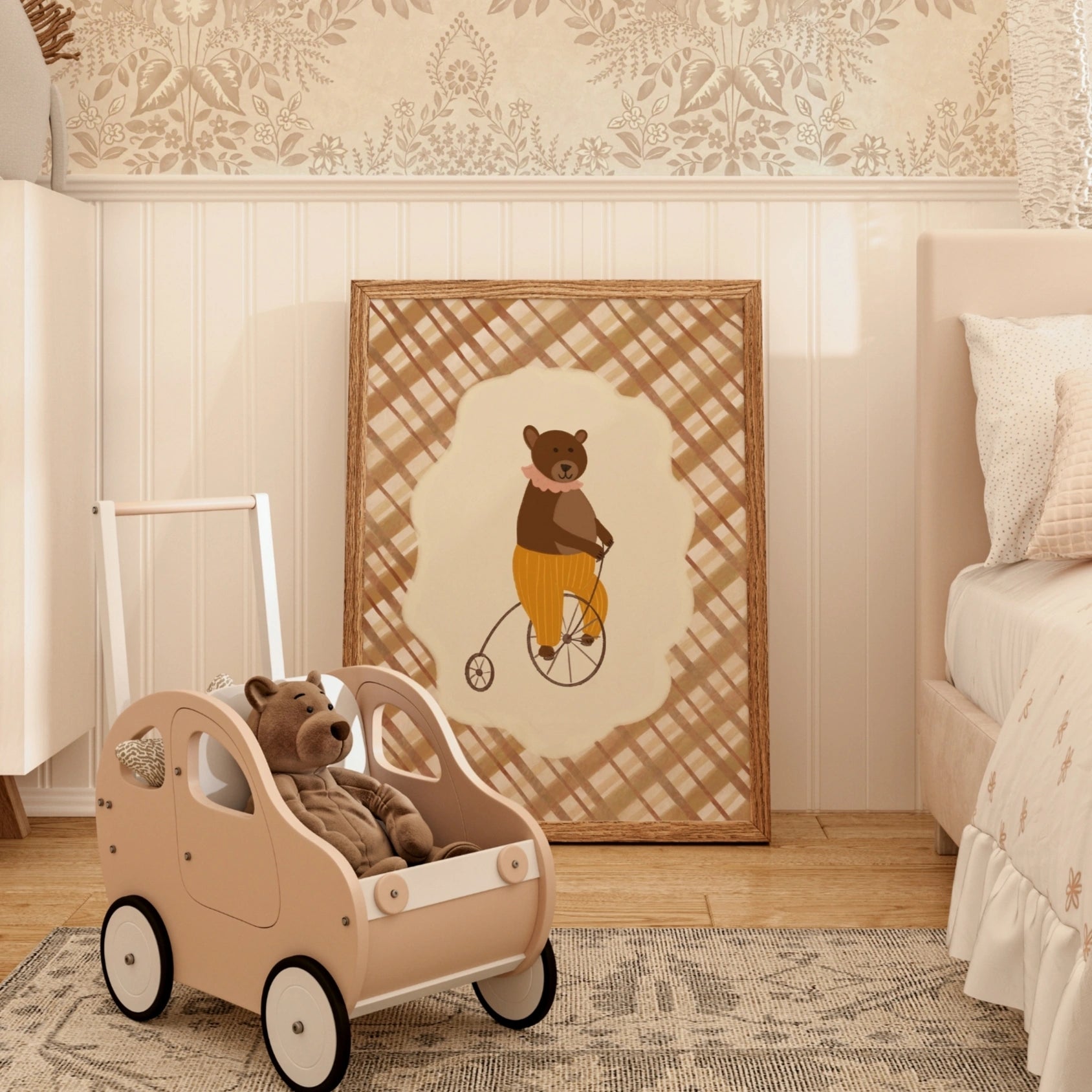 Vintage Bear on Bicycle Print