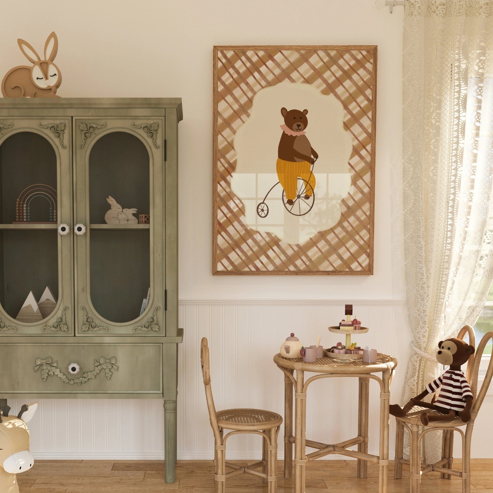 Vintage Bear on Bicycle Print