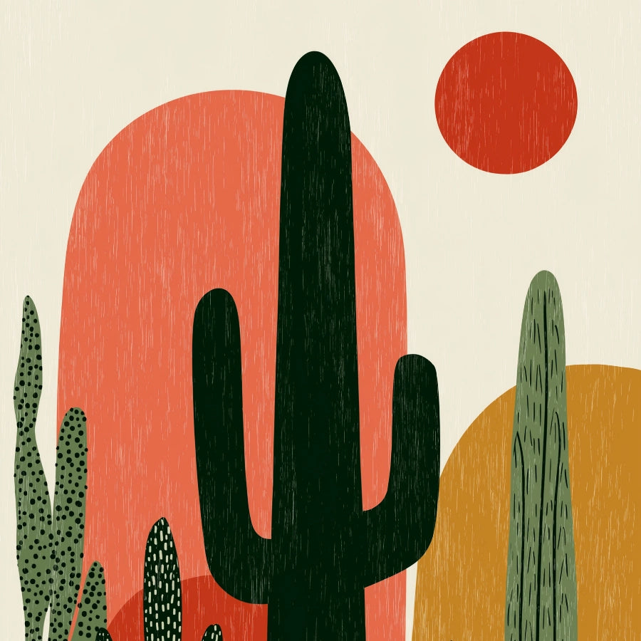 Cactus Desert Wall Art – Minimal Boho Southwest Print