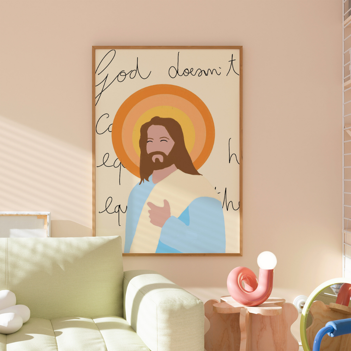 Gott ruft dich – Lustige und trendige Jesus-Wandkunst