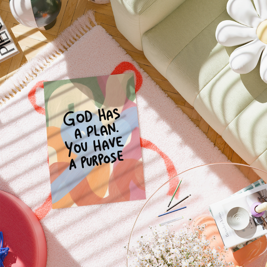 God Has a Plan Christian Wall Art – Cute Bible Verse Print