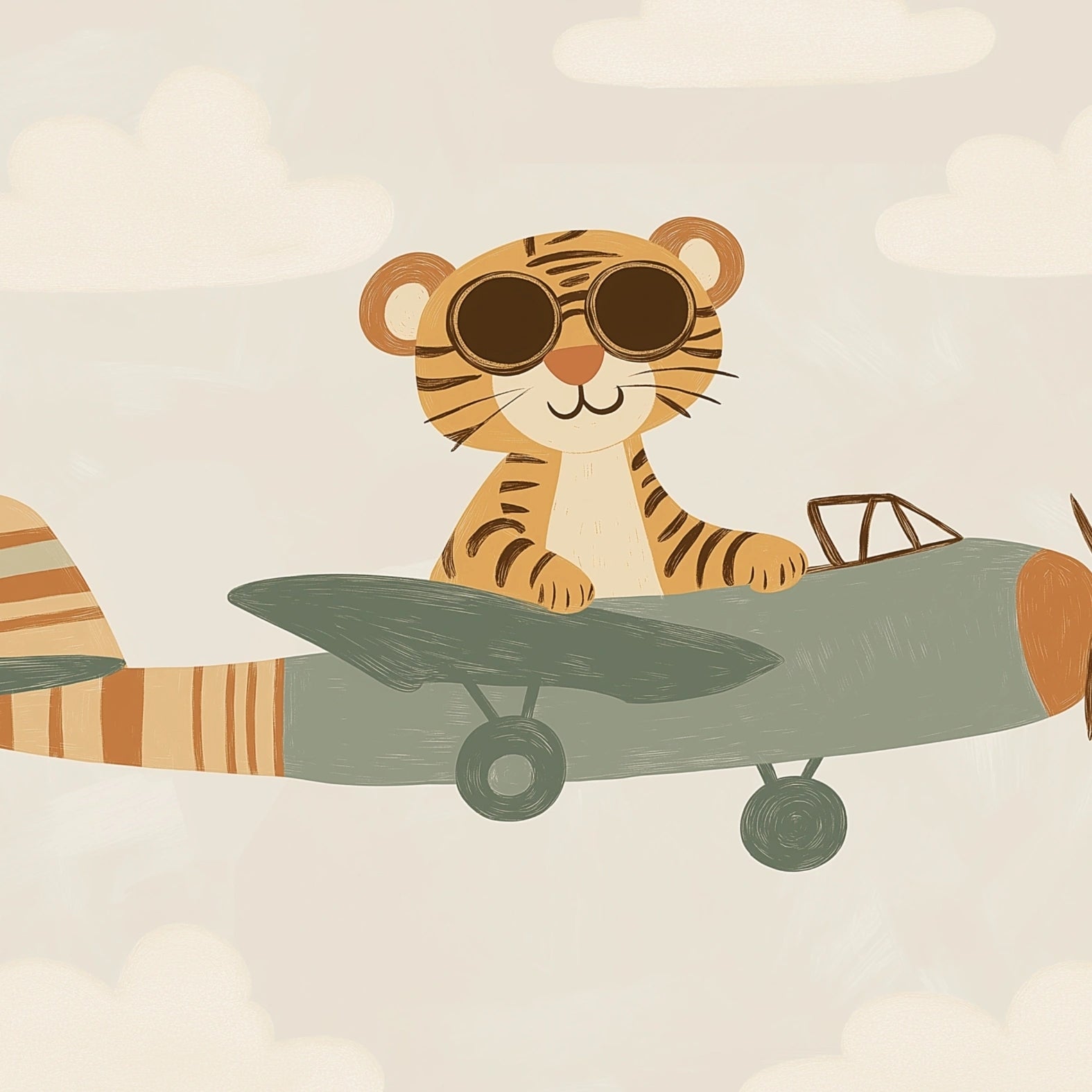 Tiger Pilot Nursery Print