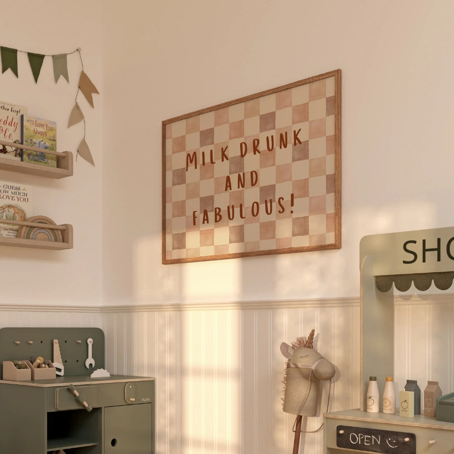 Milk Drunk and Fabulous Nursery Print - Funny Baby Wall Art