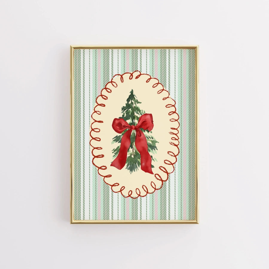 Christmas Tree Bow Wall Art – Scandi Holiday Decor