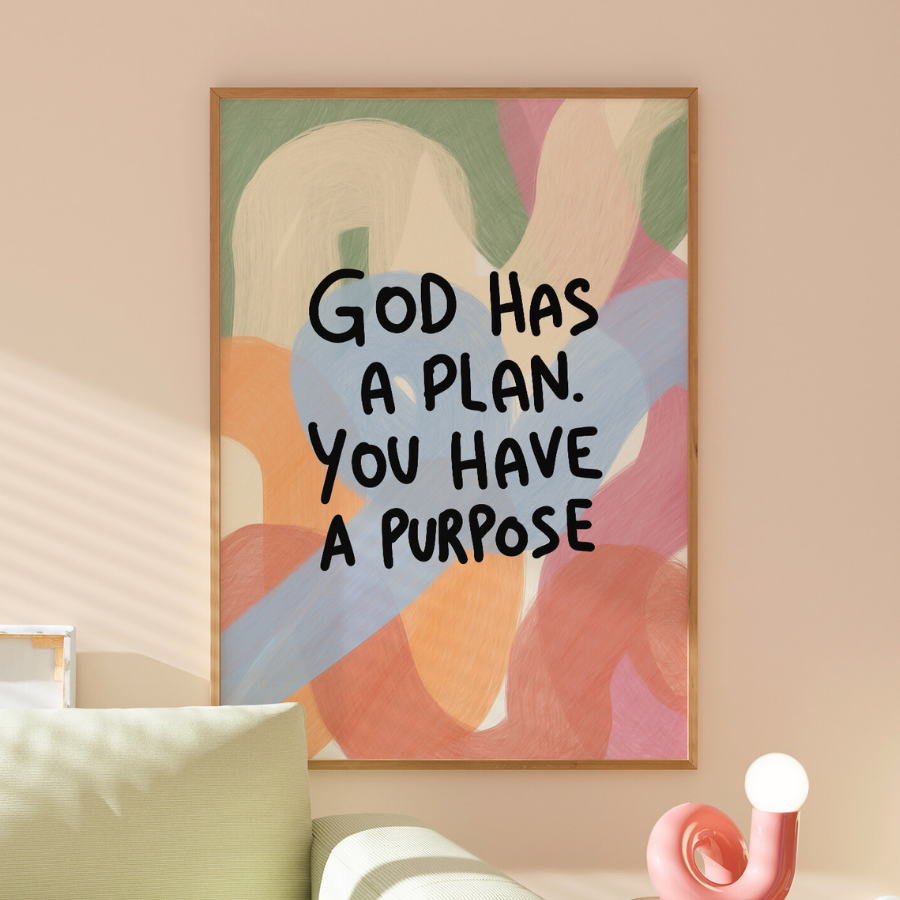 God Has a Plan Christian Wall Art – Cute Bible Verse Print
