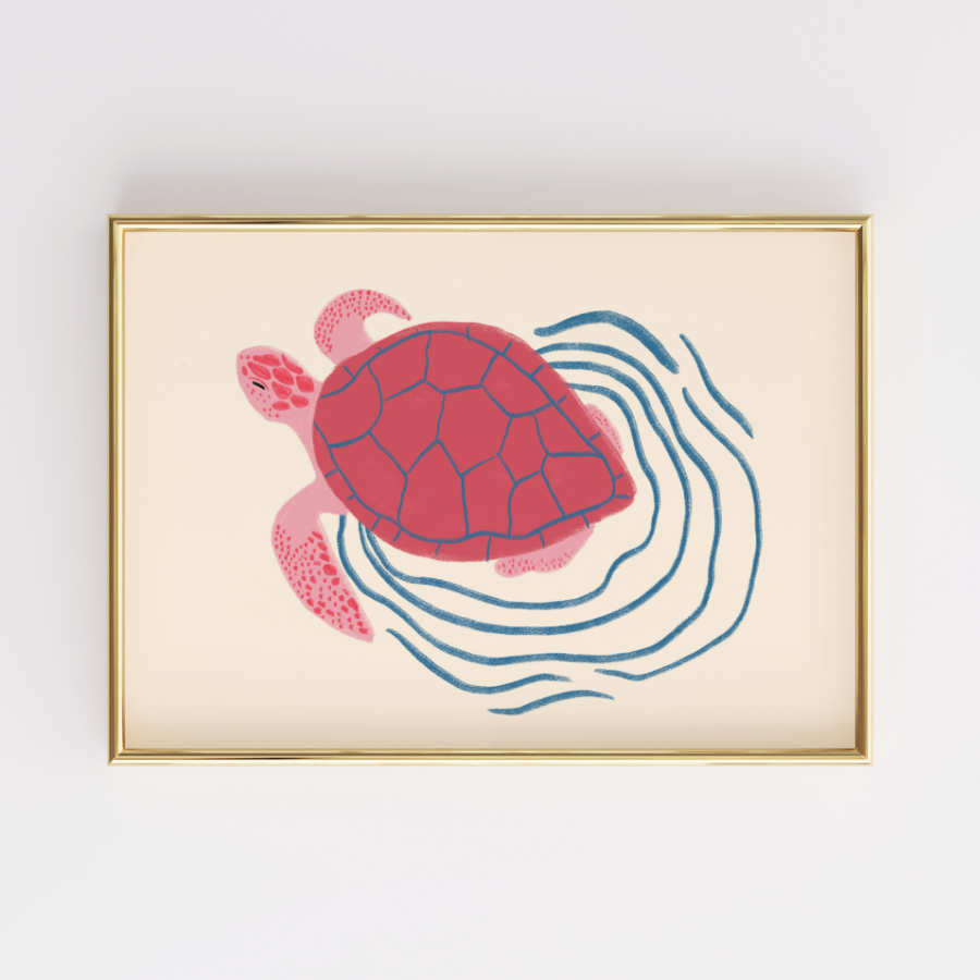 Sea Turtle Print – Pink Coastal Wall Art