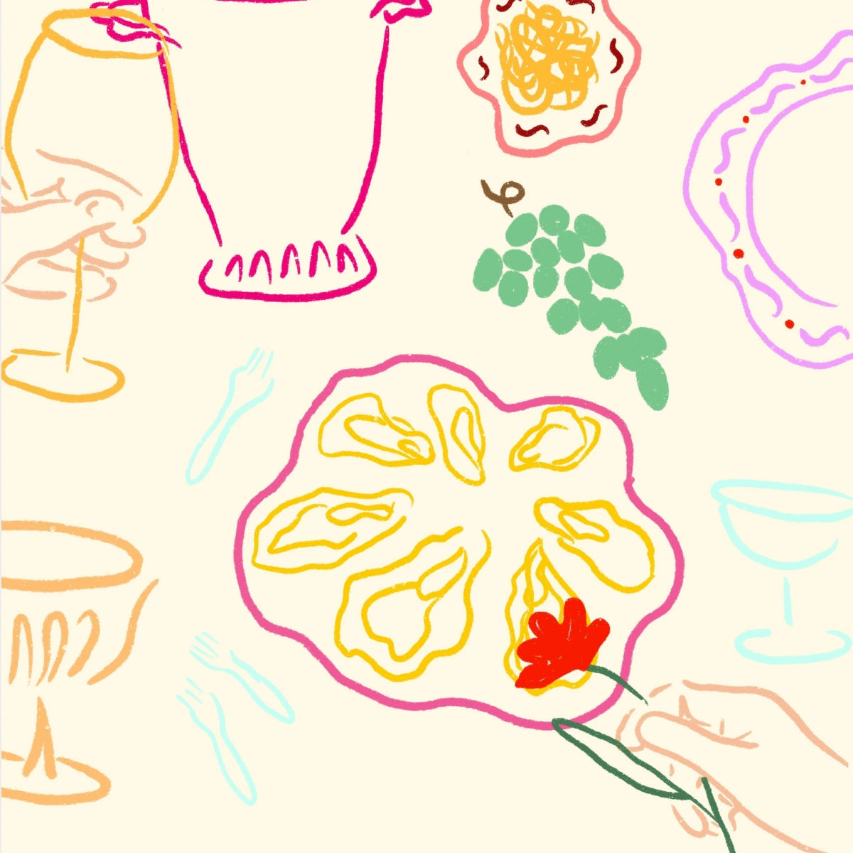 Summer Brunch Kitchen Decor - Coastal Food Print