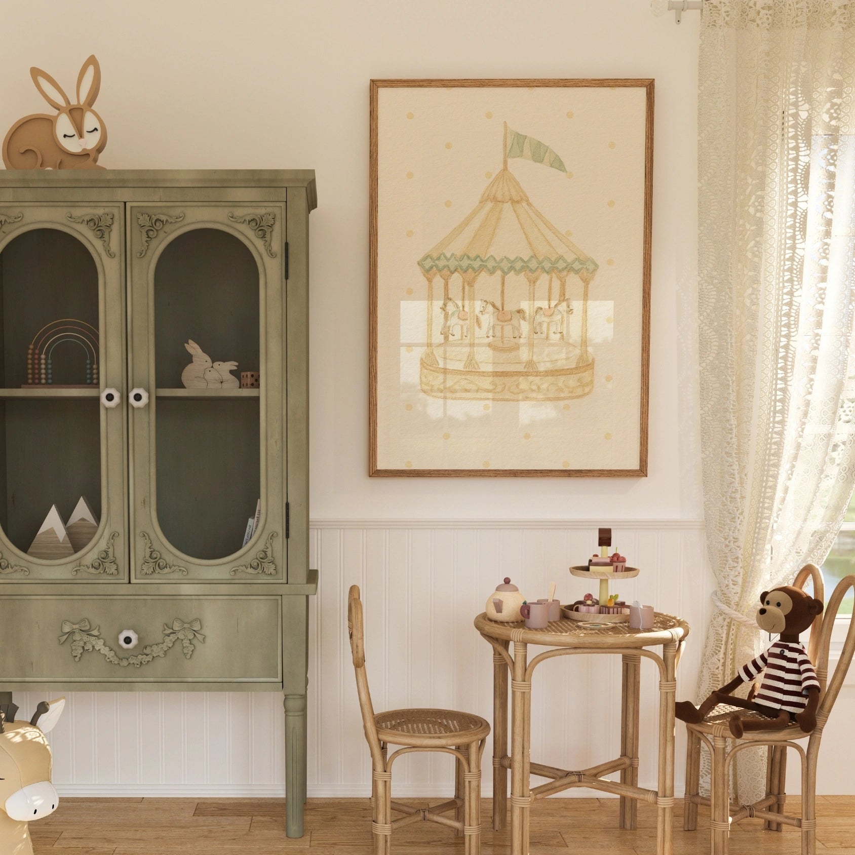 Vintage Carousel Nursery Print