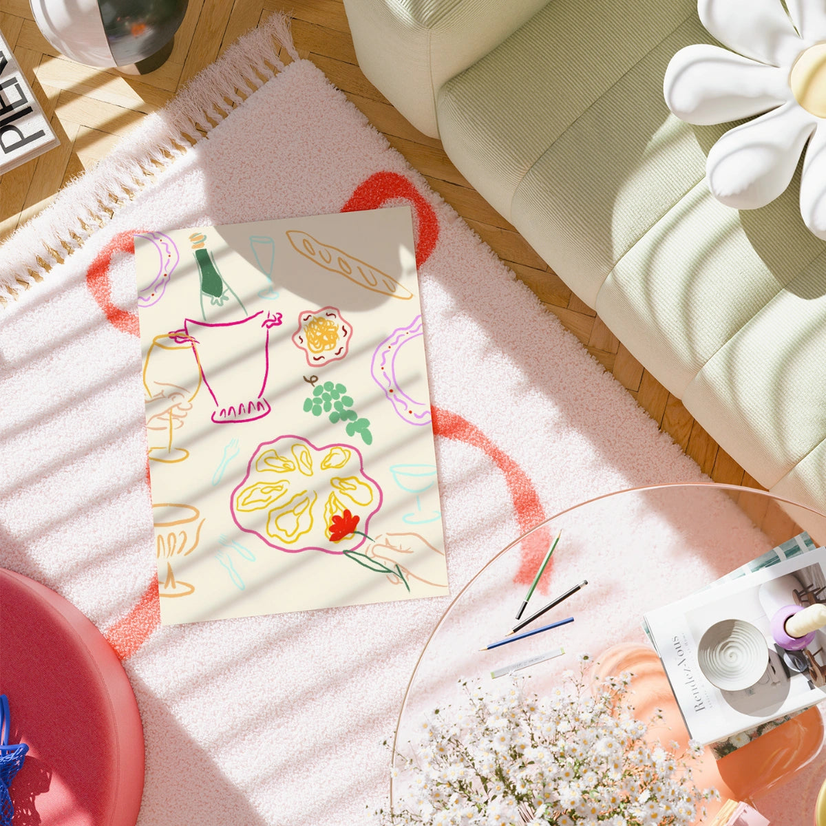 Decorazione da cucina per brunch estivo - Stampa di cibo costiero